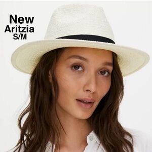 New Aritzia Azure Skies Sun straw Hat size S/M with tags white ⭐️⭐️⭐️⭐️